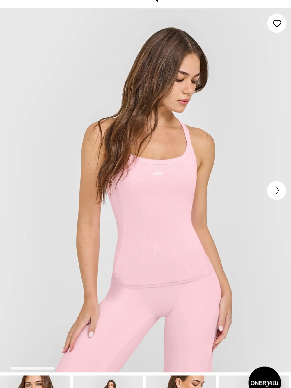 NWT Oner Active MELLOW™ RIB RACER BACK Petal Pink TANK TOP W/ Bra Size Large